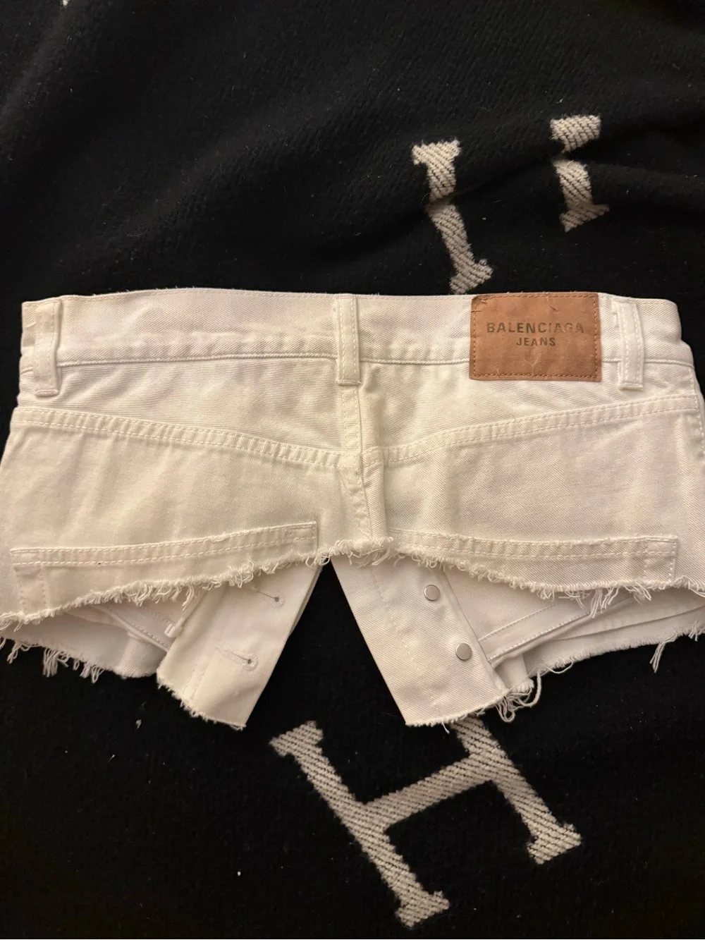 Balenciaga White Raw-Hem Low-Rise Denim Skirt